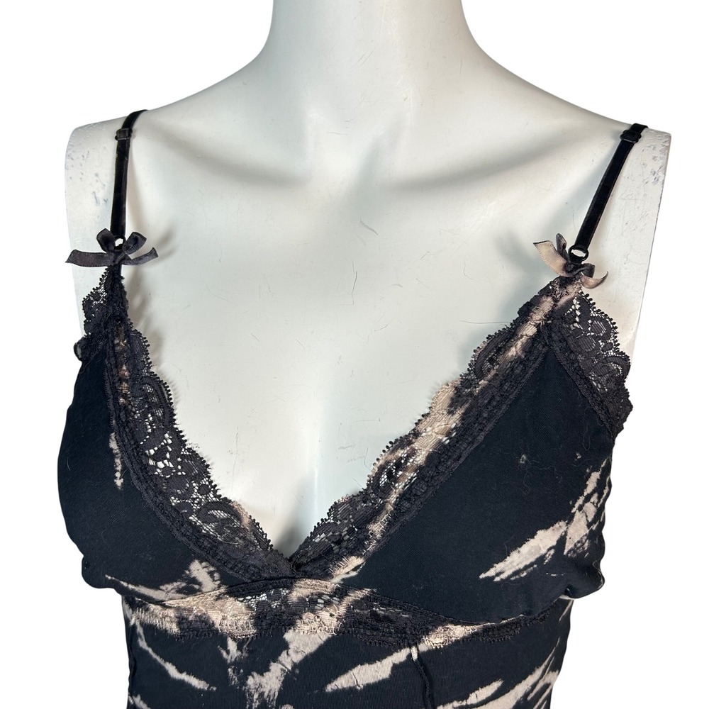 Y2k Whimsigoth Dark Fairy Cami Tank Small Strappy Tie Dye Lace Sunburst Grunge - Picture 2 of 8